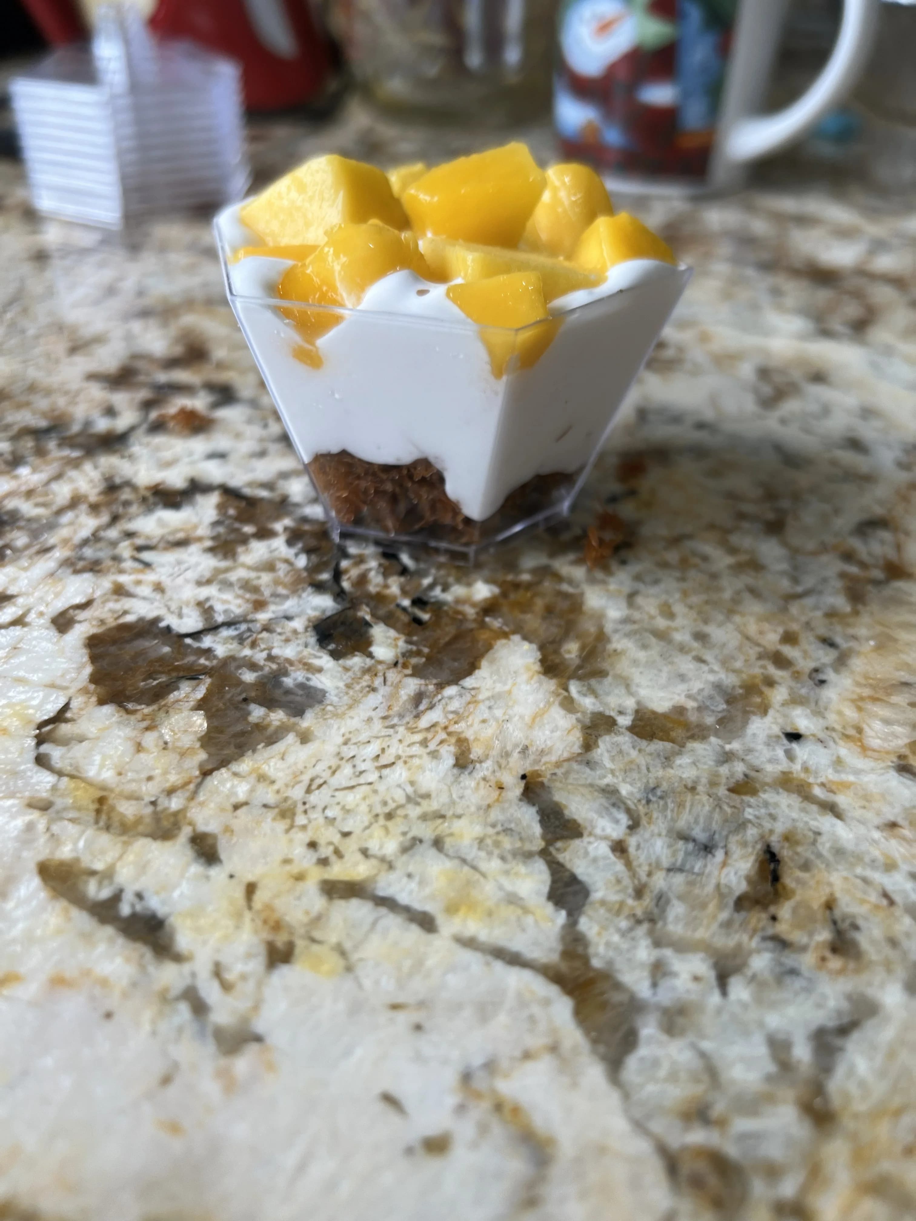 Kunafa with Mango and cream Cup - Egyptian dessert