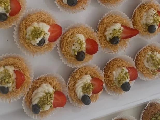 Cold Kunafa with Cream Cup - Egyptian dessert